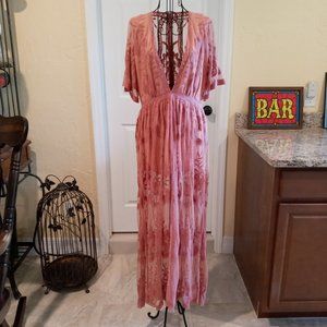 Wild Honey Mauve Lace Embroidered Romper Dress